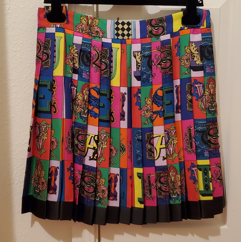 Versace Alphabet Pleated Skirt